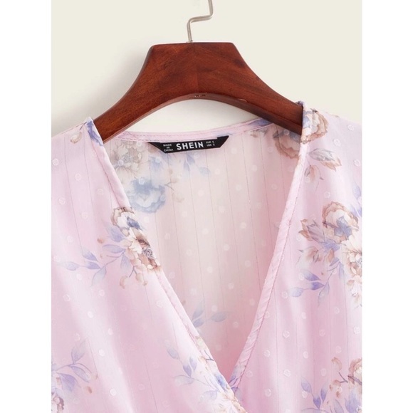 Lantern Sleeve Floral Print Semi Sheer Smock Top - Picture 6 of 14